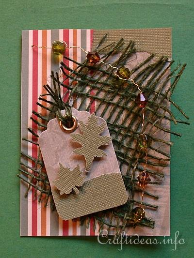 ATC - Artist Trading Cards - Card with Green Leaves and Candy Stripes