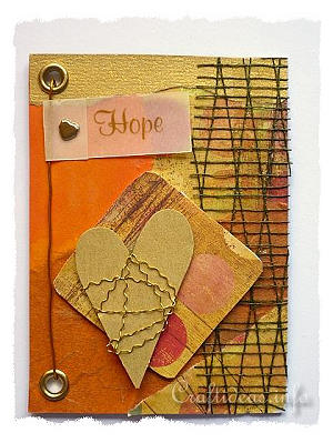 ATC - Artist Trading Cards - Hope ATC Using Orange and Gold Colors