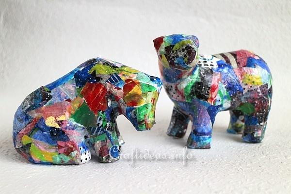 Abstract Art Paper Mache Bears