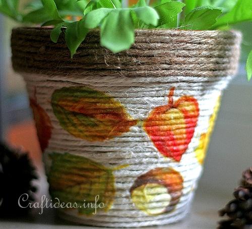 Autumn Terracotta Pot Covered With Jute Cord 3