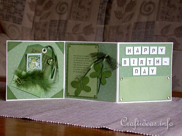 Birthday Card - Greeting Card - Accordian Folded Green Card for a 70th Birthday