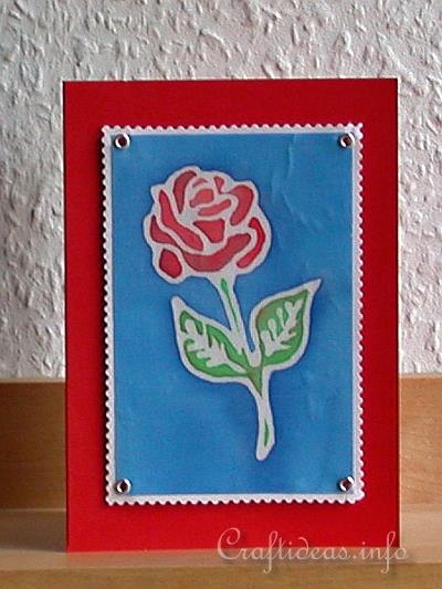 Birthday Card - Greeting Card - Red Rose on Silk Card