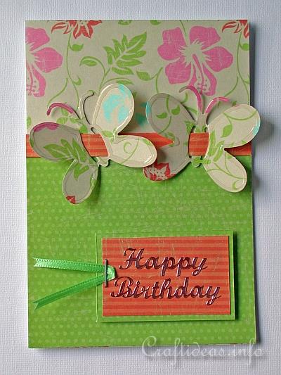 Birthday Card with Butterflies and Tropical Colors b