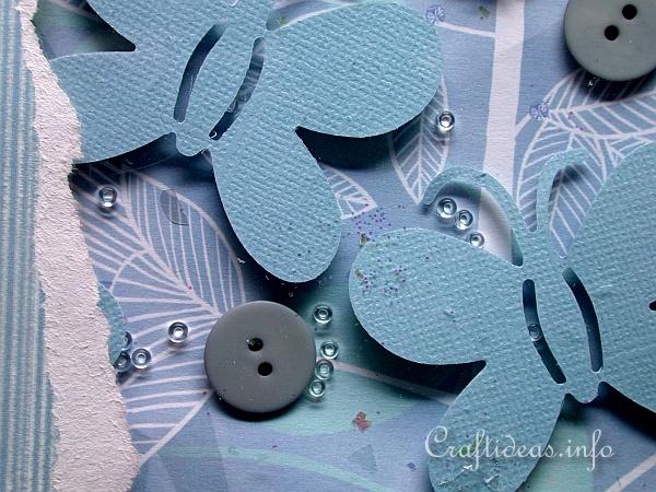 Blue CD Card with Butterflies - Detail