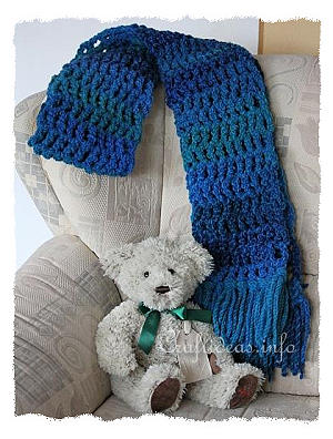 Blue Chunky Crochet Winter Scarf