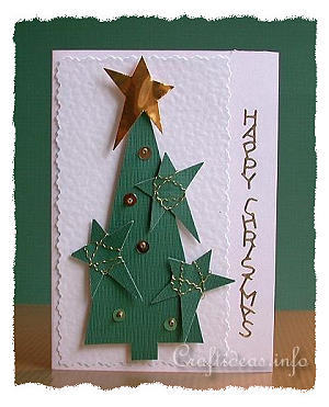 Christmas Card - Christmas Tree with Stars and Sequins