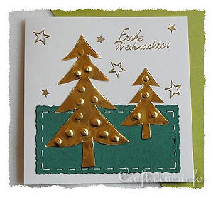 Christmas Card - Gold Tree and Stars Greeting Card for the Holidays 