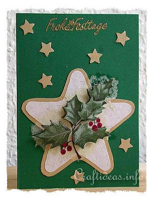 Christmas Card - Holly and Star Greeting Card for the Holidays 