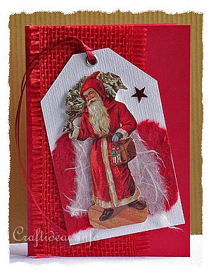 Christmas Card - Nostalgic Santa on Tag Greeting Card for the Holidays