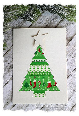 Christmas Card - Patchwork Christmas Tree Greeting Card for the Holidays
