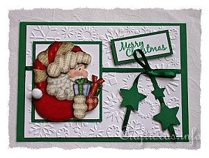Christmas Card - Santa Claus - Cuttlebug Snowflakes