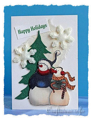 Christmas Card - Snowman Couple Greeting Card for the Holidays 