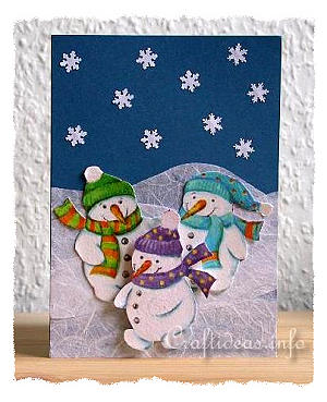 Christmas Card - Snowman Trio Card for Winter