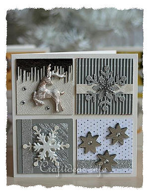 Christmas Card With Silver, Gold and White Embellishments 