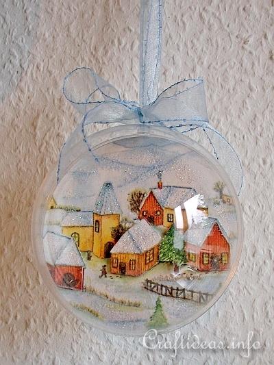 Christmas Ornament with Winter Scene Using Paper Napkin Applique