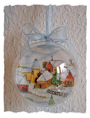 Christmas Ornament with Winter Scene Using Paper Napkin Applique 