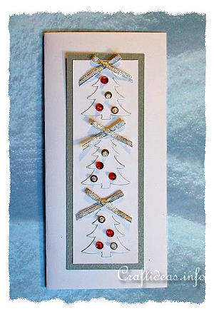Embossed White Trees Christmas Card 