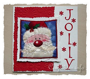 Fabric Santa Christmas Card 