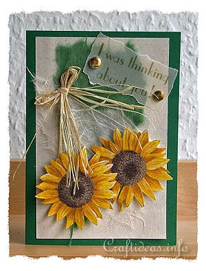Fall Greeting or Birthday Card - Sunflowers Card - I was thinking about you