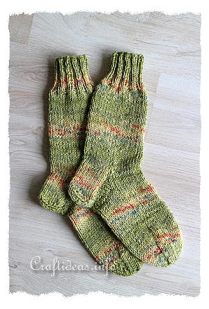 Knitting Socks - Light Green Winter Socks 