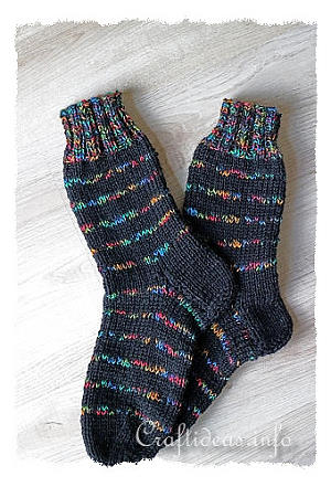 Knitting Socks - Striped Winter Socks