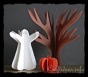 Paper Craft for Halloween - 3-D Paper Tree, Pumpkin and Ghost 