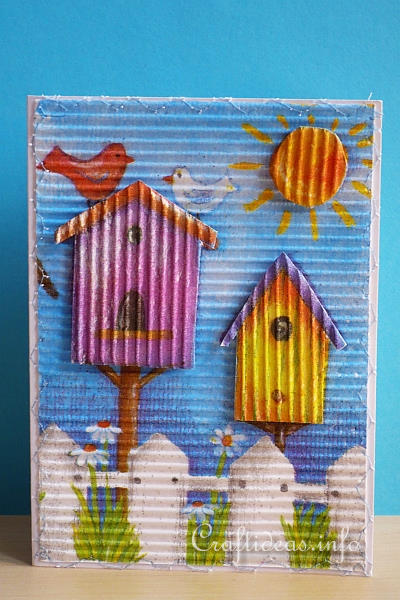 Paper Napkin Technique - Birdhouse Card