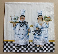 Paper Napkin With Cooking Chefs Motif