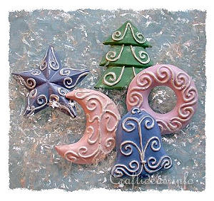 Plaster of Paris Refrigerator Magnets - Pastel Colored Christmas Shapes 