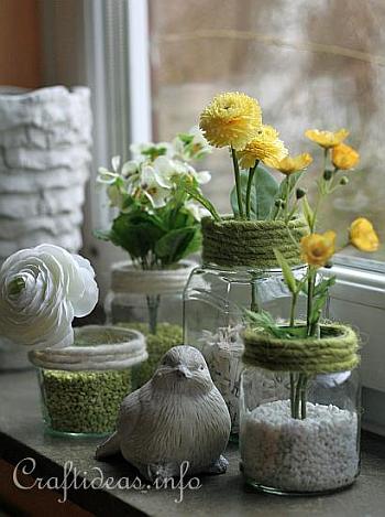 Decorating Idea for Spring - Recycling Craft - Jar Flower Vases