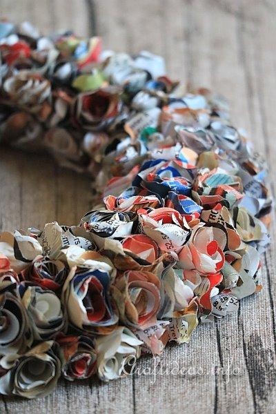 Recycling Magazines - Wreath With Paper Roses