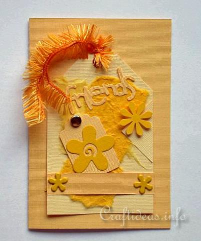 Spring Card - Cheery Yellow Tag Greeting Card with Flowers