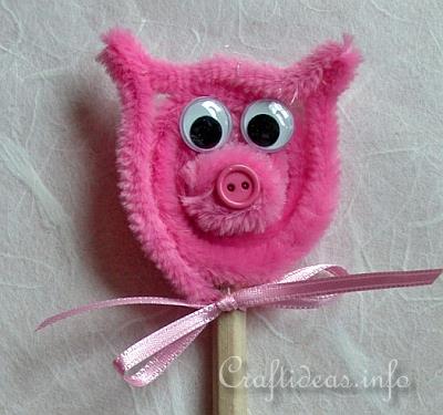 Spring Craft for Kids - Cute Chenille Pig Pencil Pal Topper 2