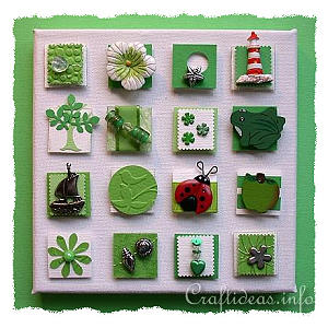Summer Canvas Picture with Inchies - Green Summer Theme