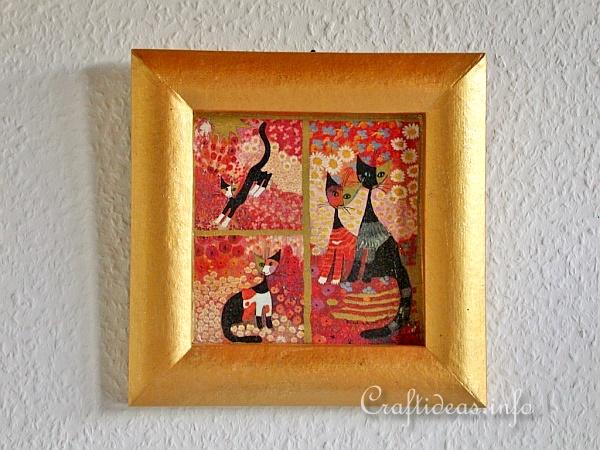Summer Craft Project - Decorated Paper Mach Frame with Cats Motif