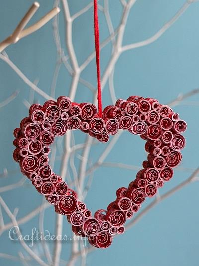 Valentine's Day Craft - Quilled Paper Heart Decoration 1