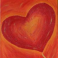 Acrylic Painting with Red Heart Motif
