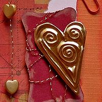 Artist Trading Card with Gold Embossed Heart Embellishment