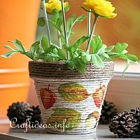 Autumn Terracotta Pot Covered With Jute Cord