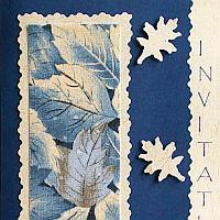 Beige and Blue Invitation Card with Leaves