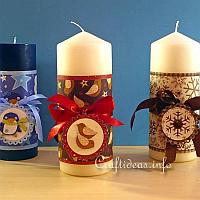 Candles Decorated with Christmas Papers