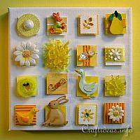 Canvas Picture with Inchies - Yellow Spring and Easter Motifs