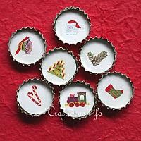 Christmas Bottle Cap Decorations or Magnets