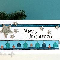 Christmas Card With Stars and Trees