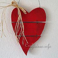 Country Red Wooden Heart
