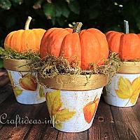 Decoupaged Autumn Clay Pots