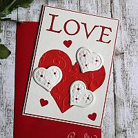 Embossed Hearts Valentine's Day or Anniversary Card