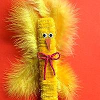 Fuzzy Craft Stick Chick