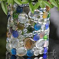 Glass Vase Embellished with Glass Nuggets