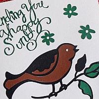 Greeting Card with Singing Bird